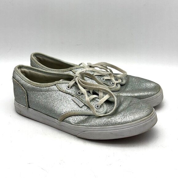 Vans Other - Vans Missy Silver Glitter Low Top Skate Shoes Lace Up Casual Sneakers Youth 4